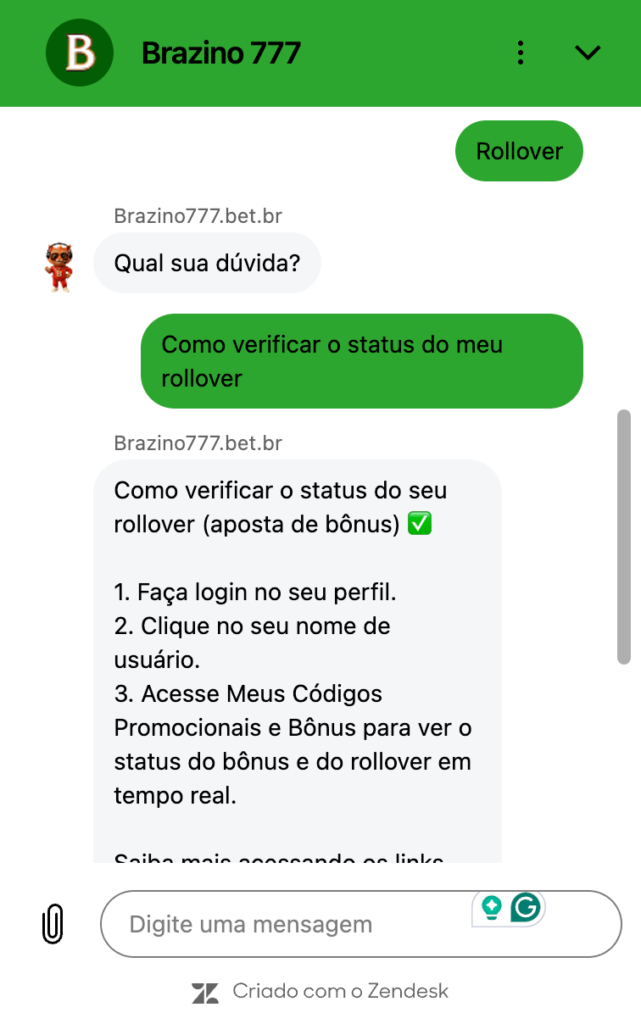 captura de tela do chat da Brazino777