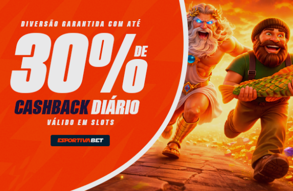 Promoção de cashback diário de 30% na Esportiva Bet em maio de 2026.