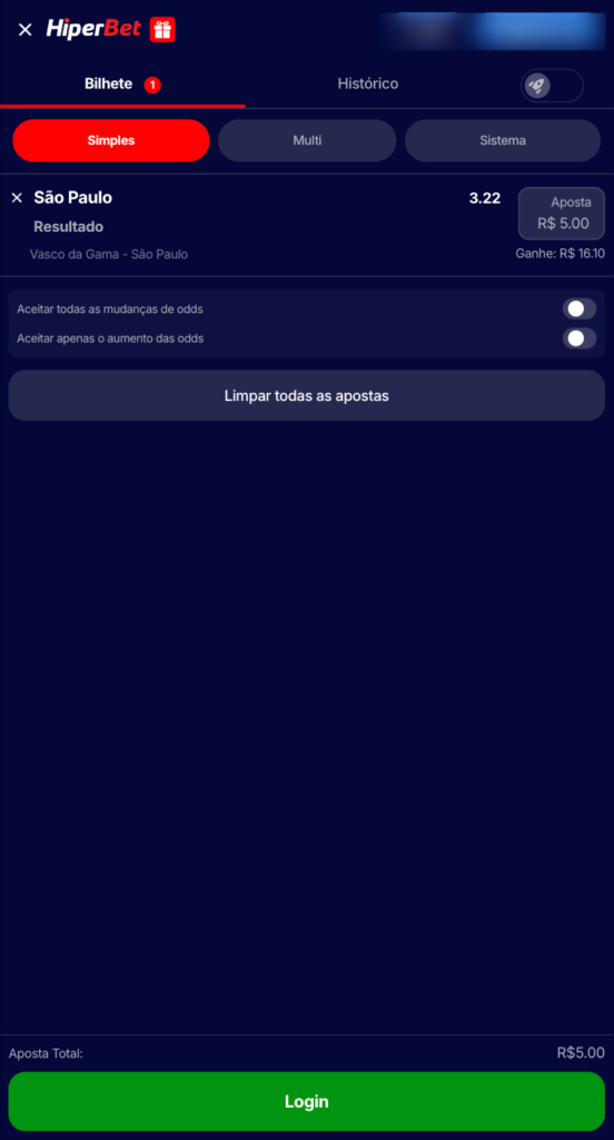 captura de tela de como apostar na Hiperbet