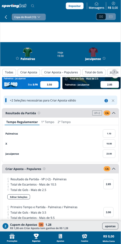 captura de tela de como fazer apostas simples na Sportingbet
