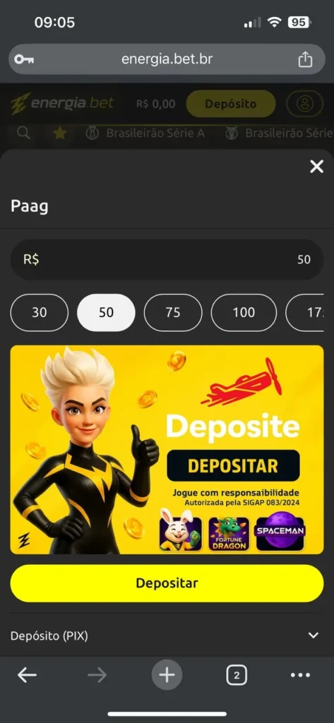 captura de tela da nova casa de apostas Energia bet