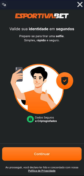 Imagem da tela de verificação de identidade para o cadastro na Esportiva Bet.