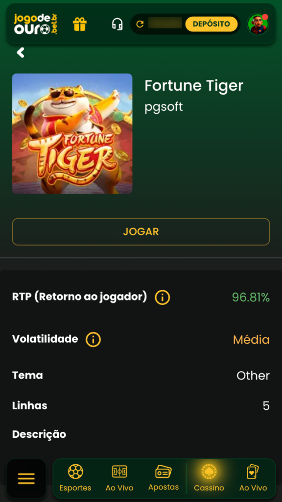 captura de tela do Fortune Tiger na Jogo e Ouro
