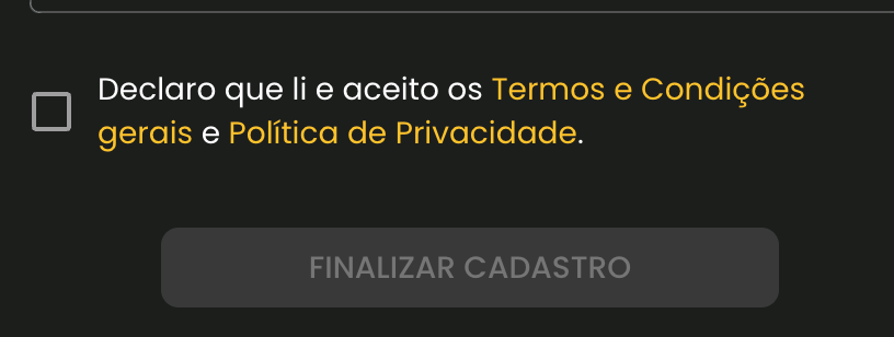 captura de tela do cadastro da jogo de ouro