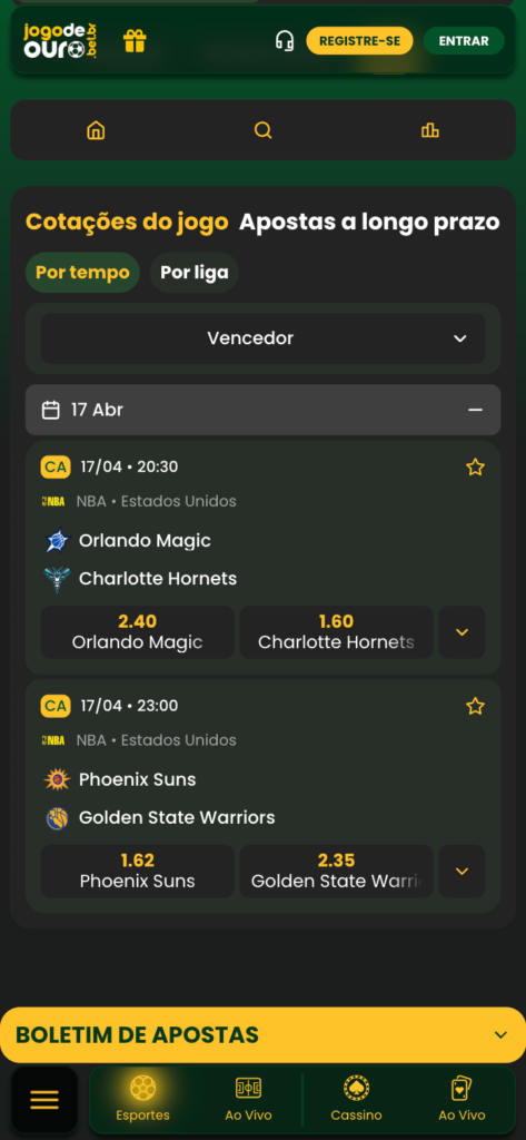 site de apostas NBA: jogo de ouro
