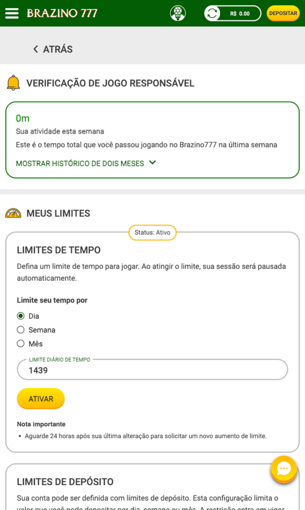 captura de tela das ferramentas de jogo responsável da brazino777