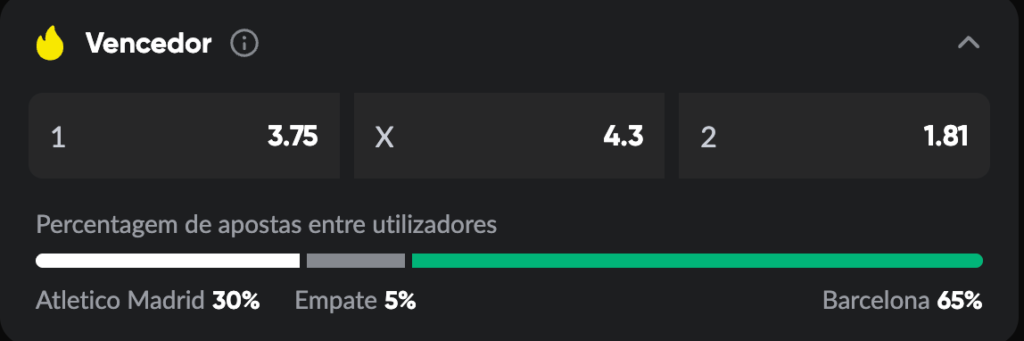 captura de tela das odds BetBoom