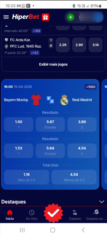 odds da Hiperbet