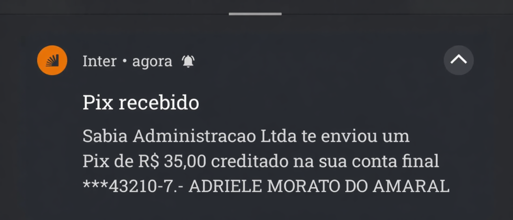 captura de tela do Pix mostrando que a Br4bet paga mesmo
