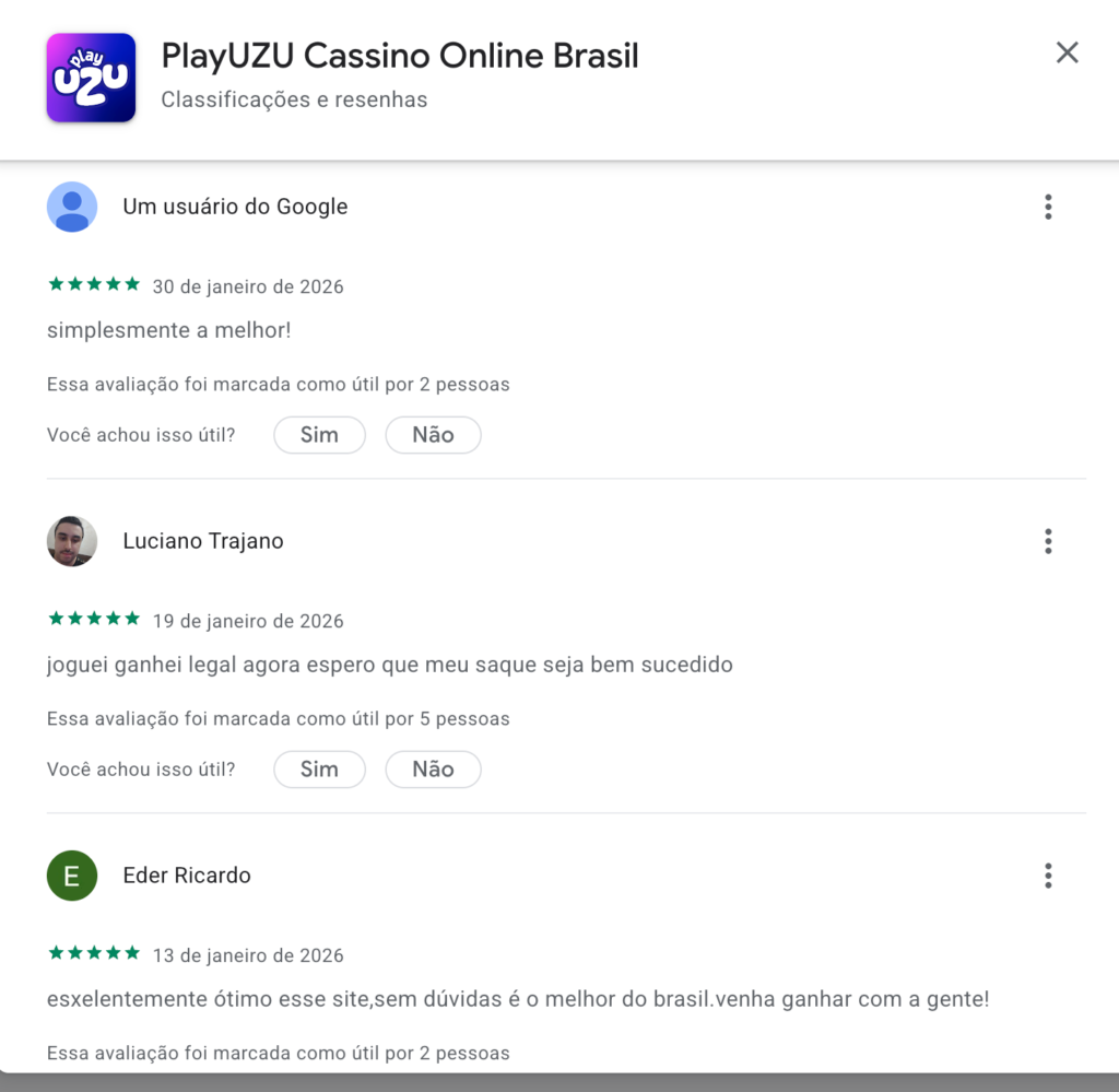 captura de tela do review do app PlayUZU