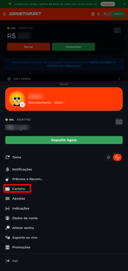 captura de tela do saque na plataforma que mais paga Esportiva bet