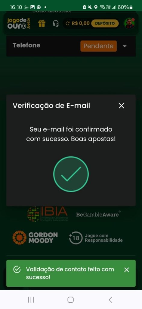 verificação de e-mail na jogo de ouro bet