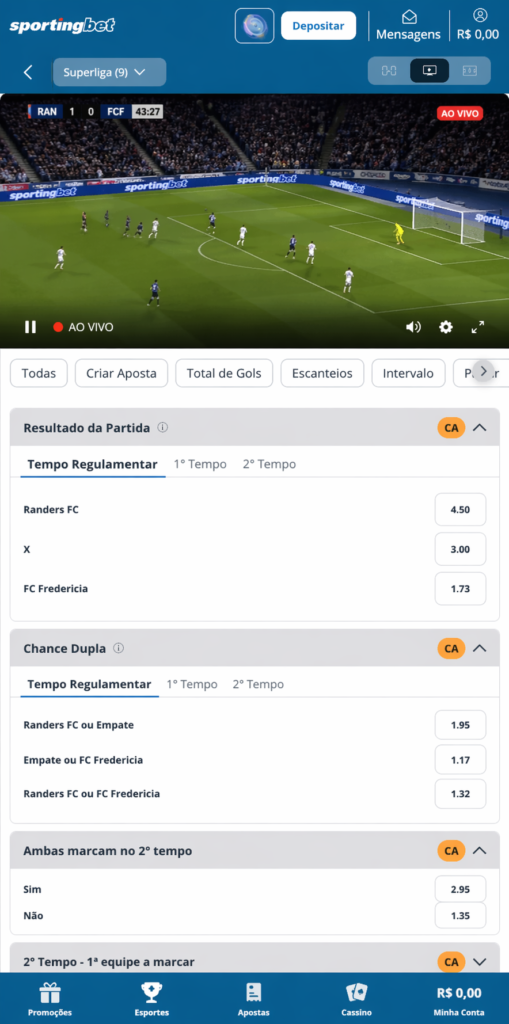 captura de tela do serviço de live stream da sportingbet
