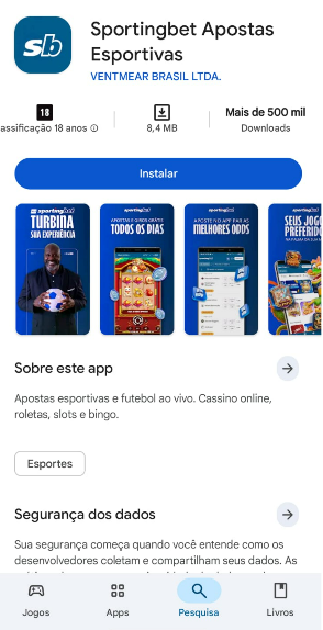 Sportingbet ou bet365: tela da Play Store para baixar o app Sportingbet