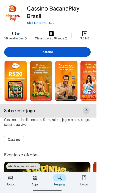 Imagem da tela do app da Bacana Play na loja da Play Store