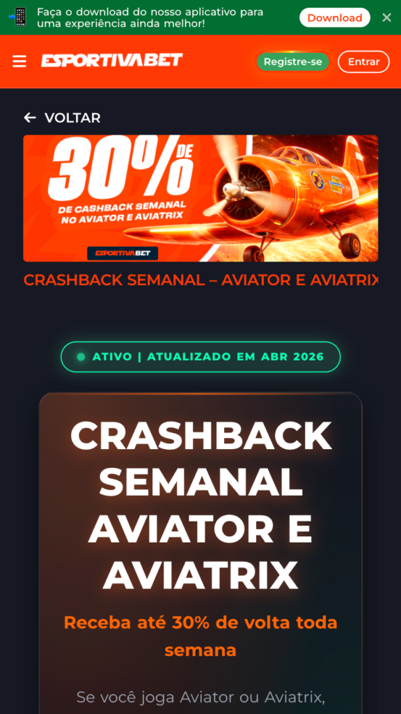 cashback em aviator na Esportiva bet