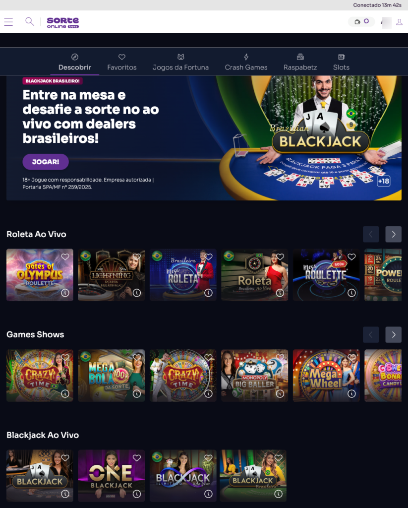 captura de tela do cassino ao vivo Sorte Online