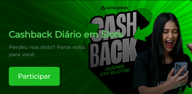 Tela da oferta de cashback sem exigência do código promocional Lotogreen