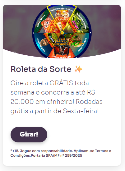 Tela da promoção Roleta da Sorte na Sorte Online