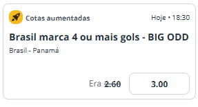 Super odds para Brasil x Panamá