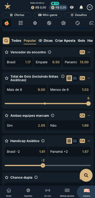 Tela para apostar no futebol sem a necessidade do código Estrela Bet