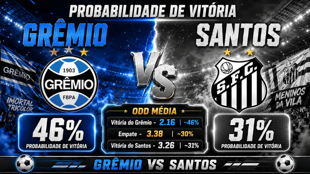 Probabilidade de vitória para o duelo entre Grêmio x Santos