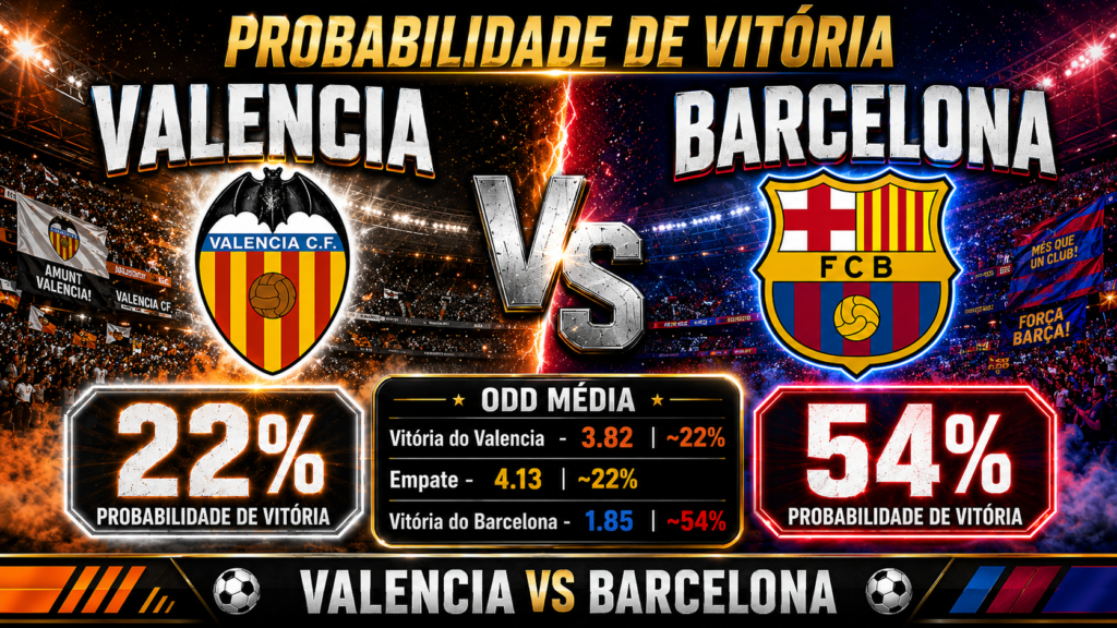 Probabilidade de vitória para Valencia x Barcelona por La Liga