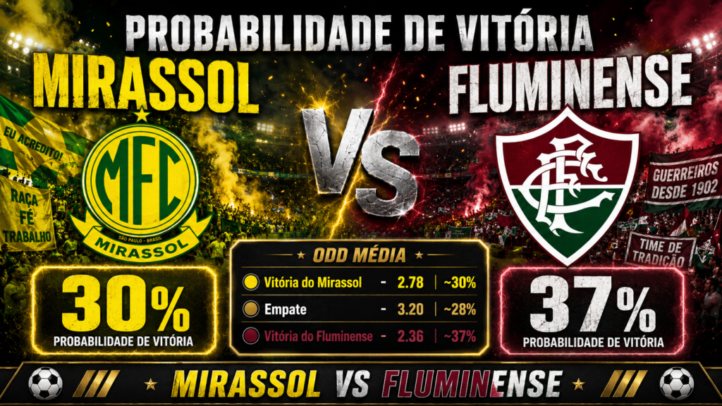 Probabilidade de vitória para o duelo Mirassol x Fluminense pelo Brasileirão