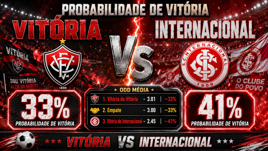 Probabilidade de vitória no jogo entre Vitória x Internacional pelo Brasileirão