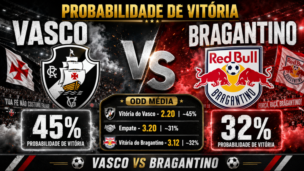 Probabilidade de vitória em Vasco x Bragantino