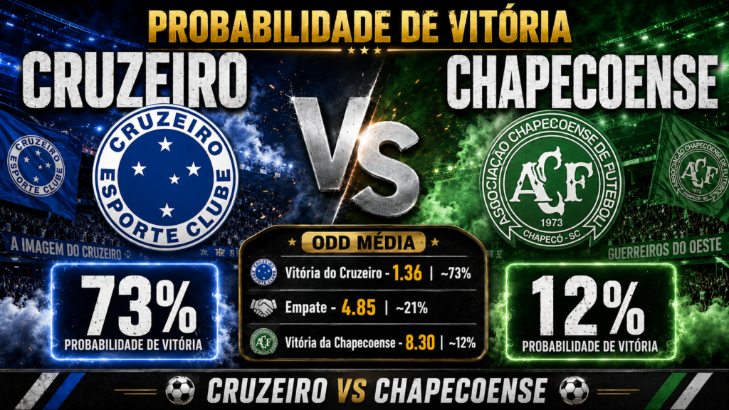 Probabilidade de vitória no duelo Cruzeiro x Chapecoense