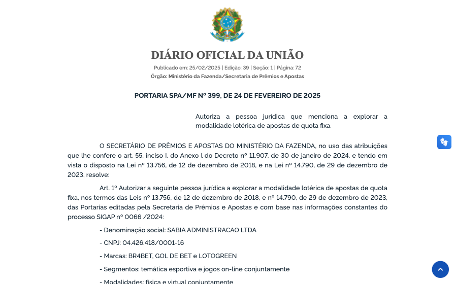 captura de tela da licença da Lotogreen