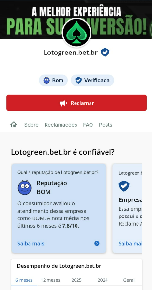 Tela da avaliação no Reclame Aqui da LotoGreen