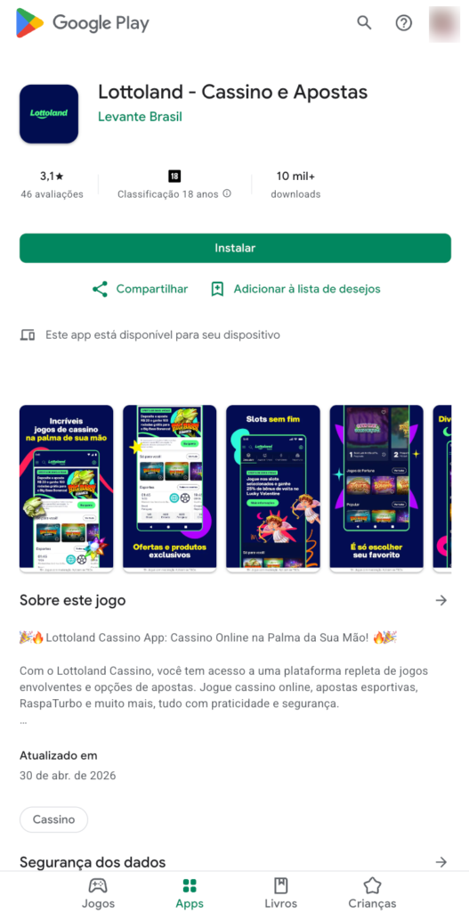 captura de tela do Lottoland App disponível na Play Store