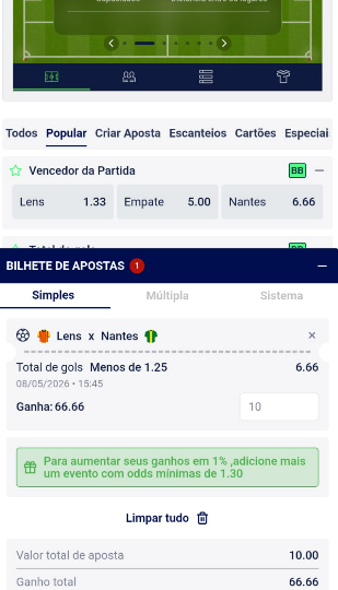 Tela de aposta no app da lottoland.