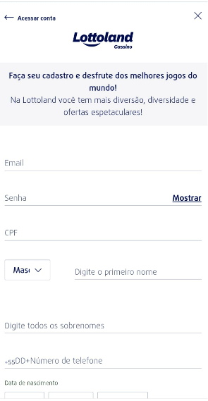 Imagem da tela de cadastro da Lottoland é confiável