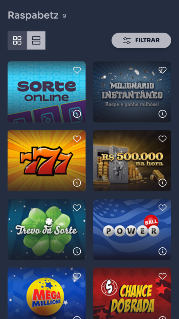 captura de tela da Raspabetz, raspadinha da Sorte Online