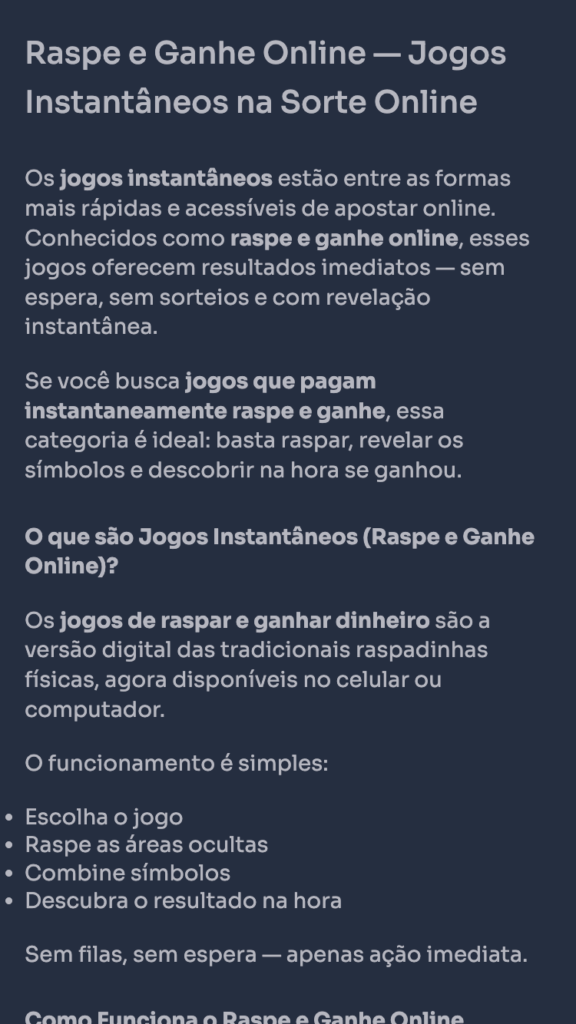 captura de tela da Raspabetz - principal bônus da Sorte Online