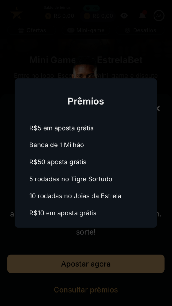 captura de tela da Raspadinha do Milhão da Estrela Bet