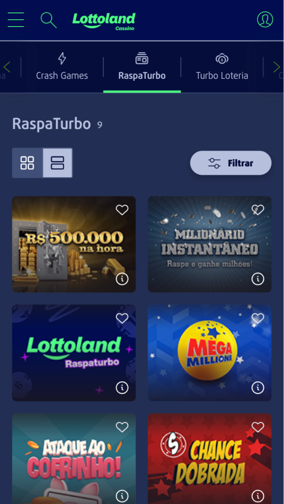 captura de tela da Lottoland, site com raspadinha online