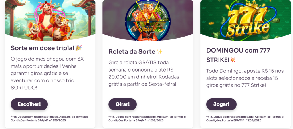 captura de tela das ofertas de rodadas grátis sorte online