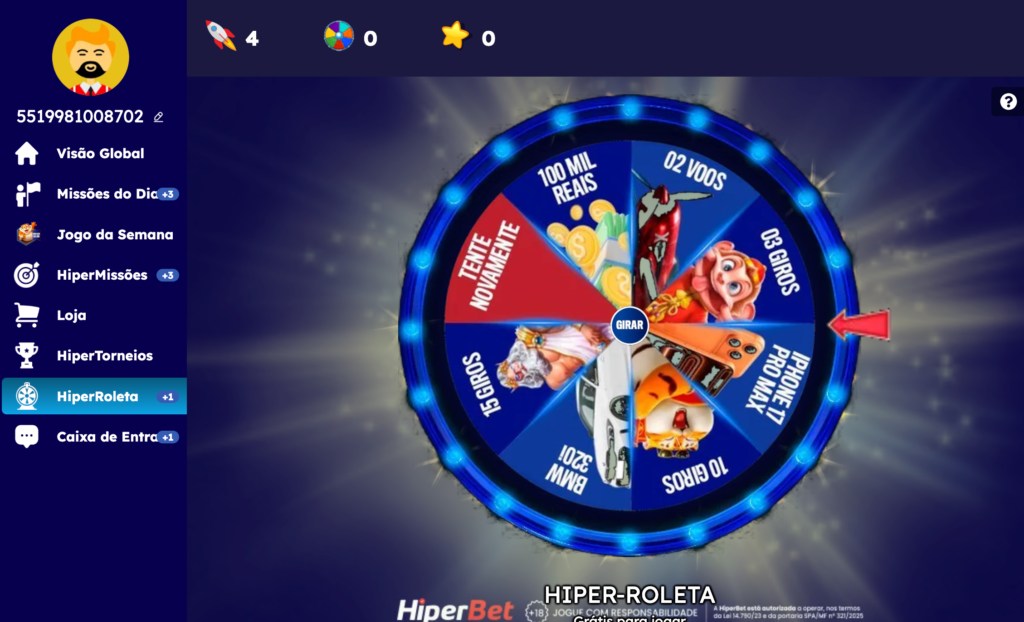 captura da tela da Hiper Roleta da Hiperbet 