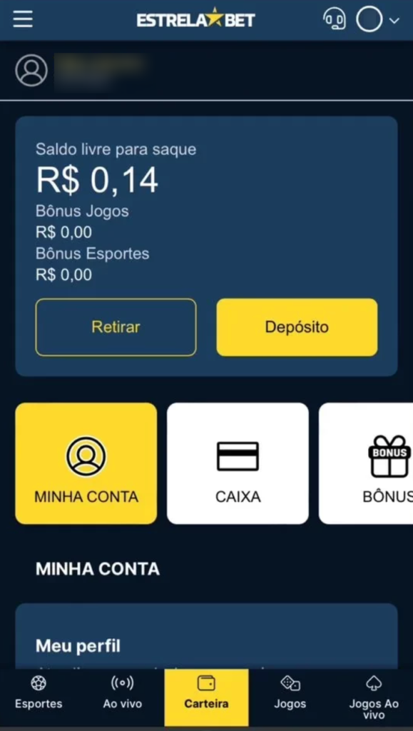 captura de tela do saque na Estrela Bet