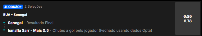 Super odds para EUA x Senegal
