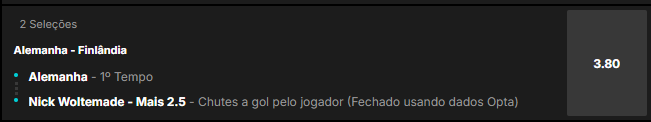 Super odds para Alemanha x Finlândia