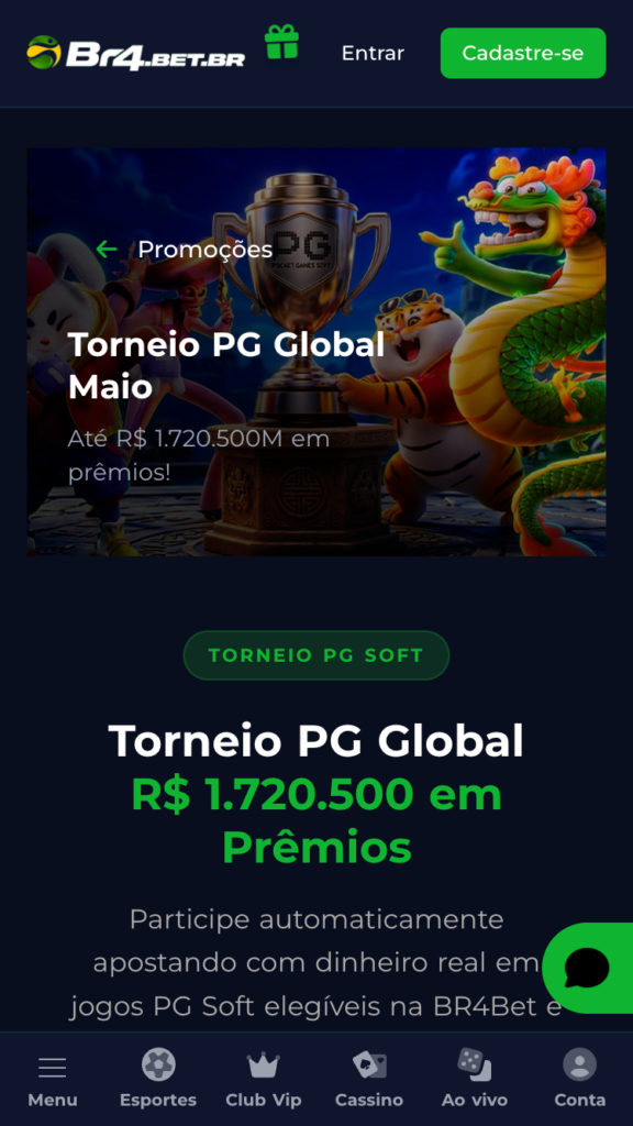 captura de tela do torneio PG Soft, bônus br4bet