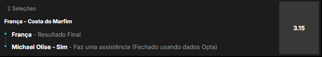 super odds para França x Costa do Marfim