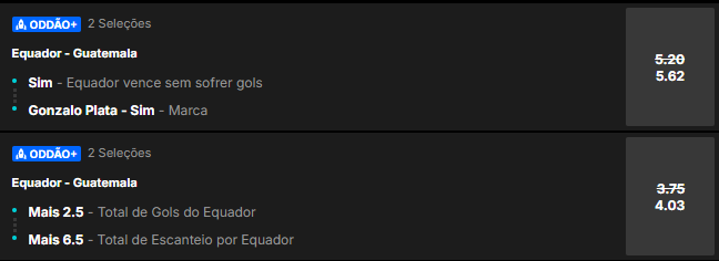 super odds para Equador x Guatemala