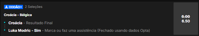 Super odds para o amistoso Croácia x Bélgica