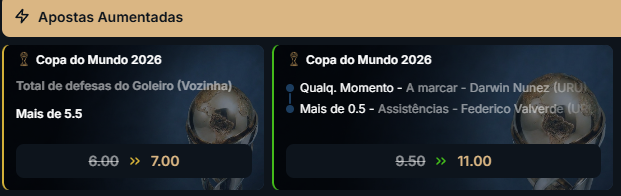 super odds para o jogo entre Uruguai x Cabo Verde pela Copa do Mundo